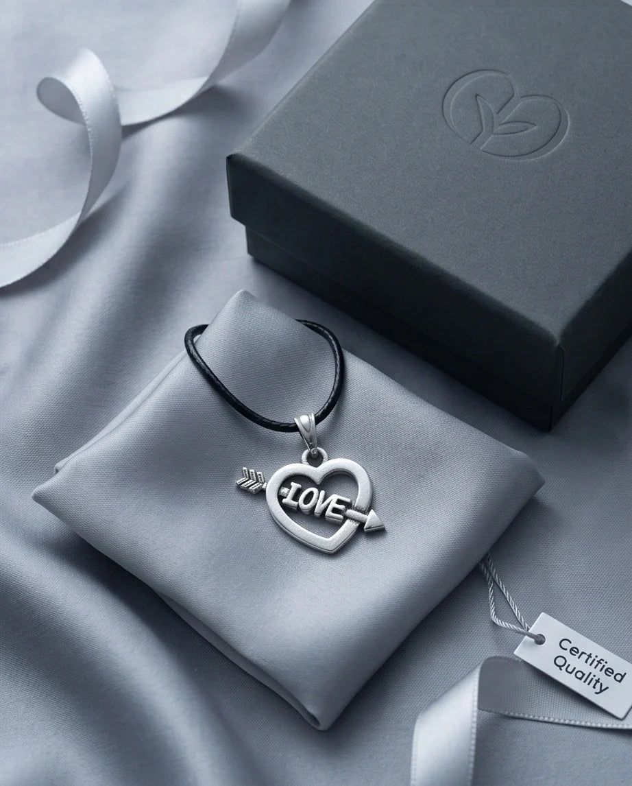 The Pierced Heart: Minimalist "LOVE" Arrow Pendant Necklace