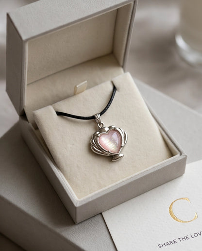 Iridescent Seashell Heart Pendant Necklace