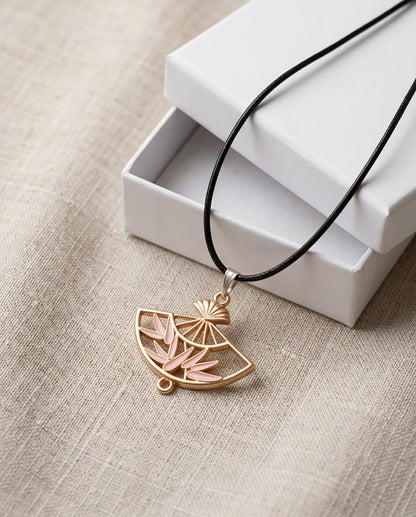 Blush Pink Fan Pendant Necklace