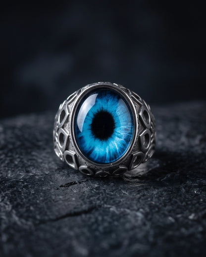 Azure Teardrop Link Ocular Silver Ring