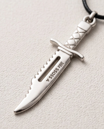 Silver Tactical Dagger Cord Necklace