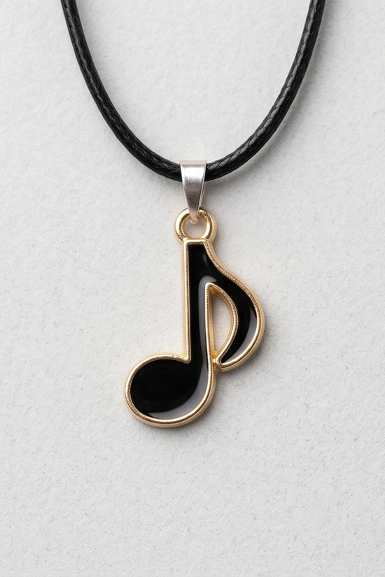 Gold and Black Eighth Note Necklace