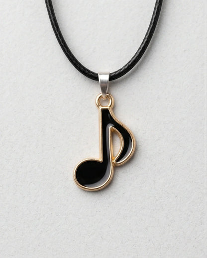 Gold and Black Eighth Note Necklace