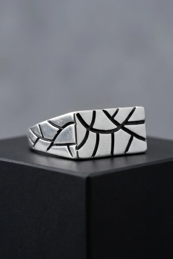 Sterling Silver Abstract Rectangular Signet Ring