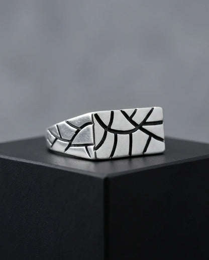 Sterling Silver Abstract Rectangular Signet Ring