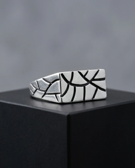 Sterling Silver Abstract Rectangular Signet Ring