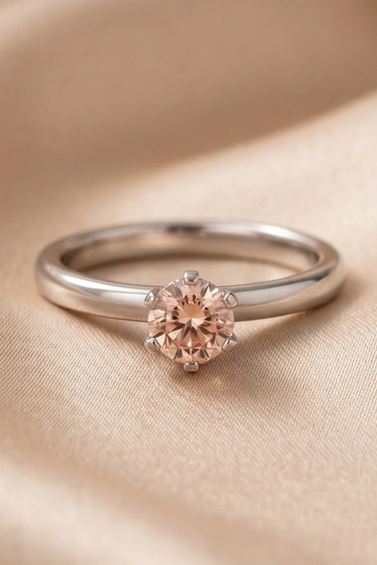 Sterling Silver Round-Cut Champagne Morganite Solitaire Ring