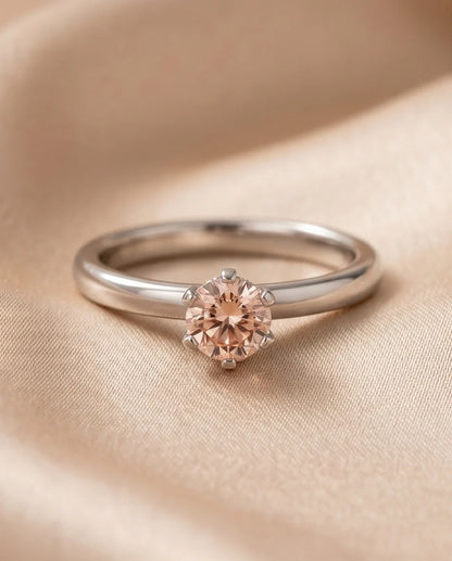 Sterling Silver Round-Cut Champagne Morganite Solitaire Ring