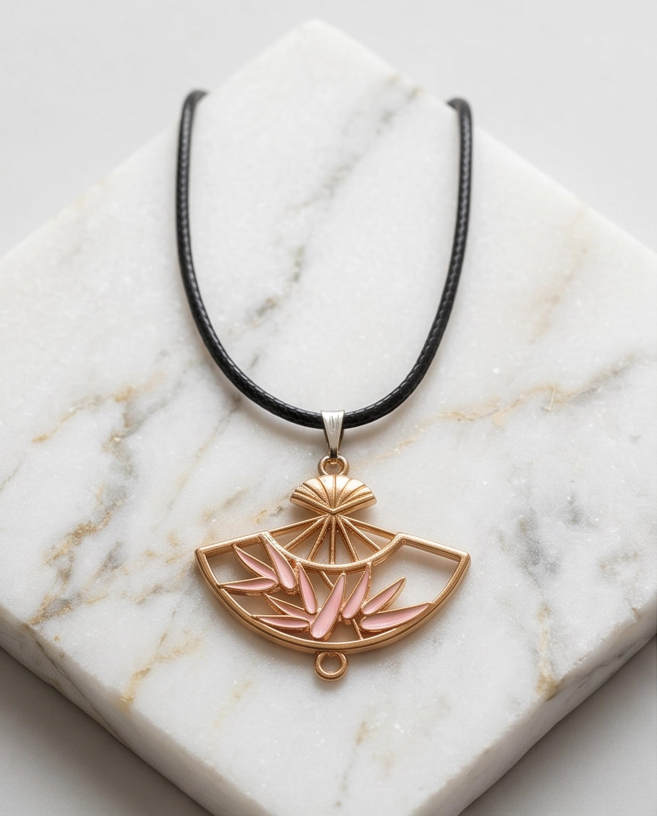 Blush Pink Fan Pendant Necklace