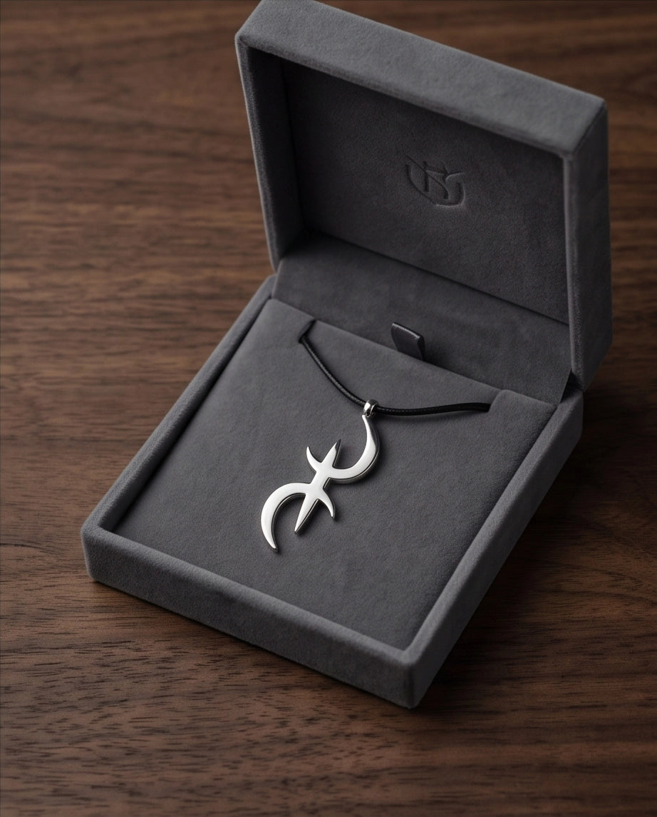 Silver Amazigh Yaz Symbol Cord Necklace