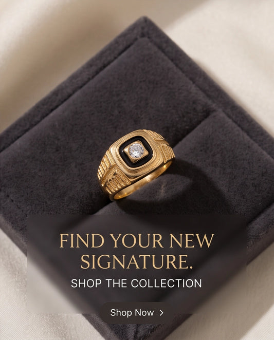 Concentric Cushion Clear Gemstone Onyx Frame Art Deco Gold Ring