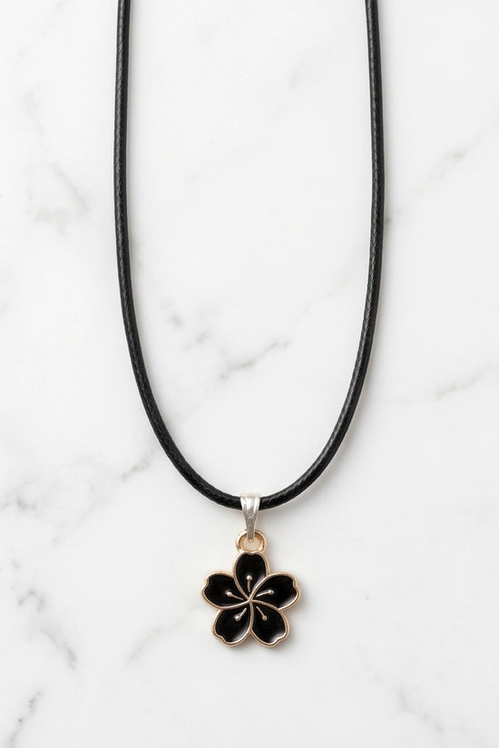 Gold and Black Cherry Blossom Necklace