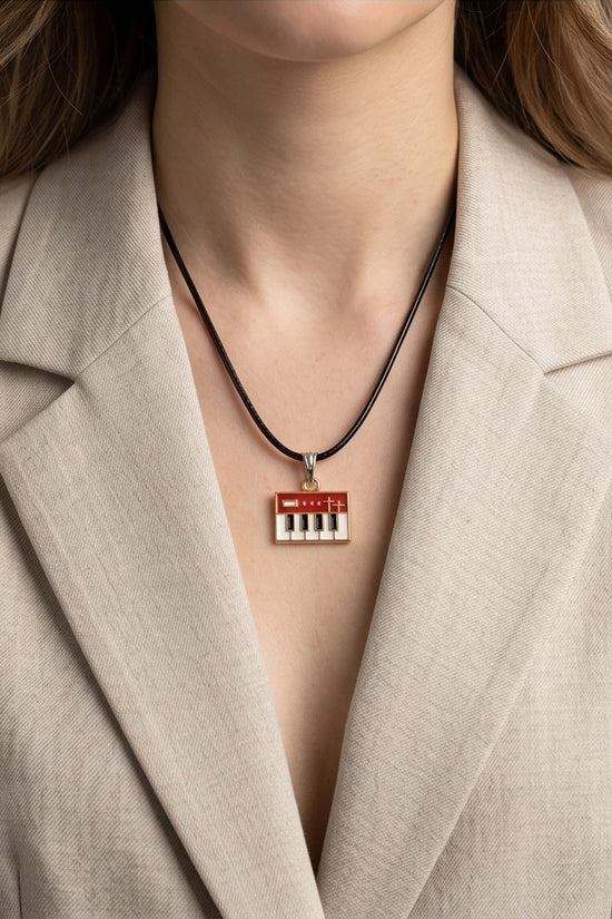 Gold and Red Synthesizer Keyboard Necklace
