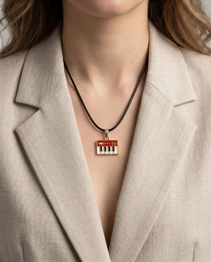 Gold and Red Synthesizer Keyboard Necklace