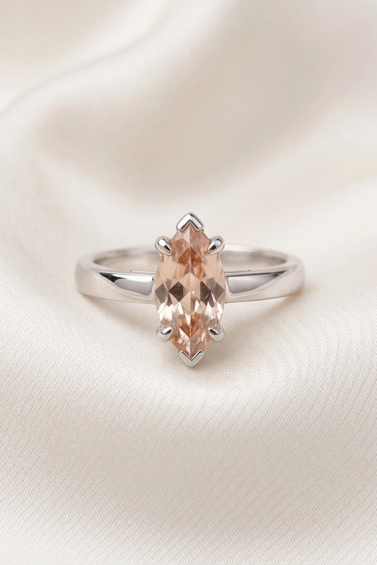 Sterling Silver Champagne Marquise Cut Solitaire Ring