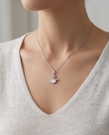 Silver Mother of Pearl Swan Pendant Necklace