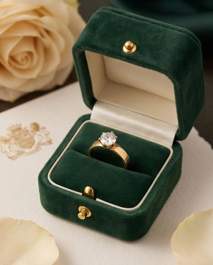 Gold Round Gemstone Classic Solitaire Ring