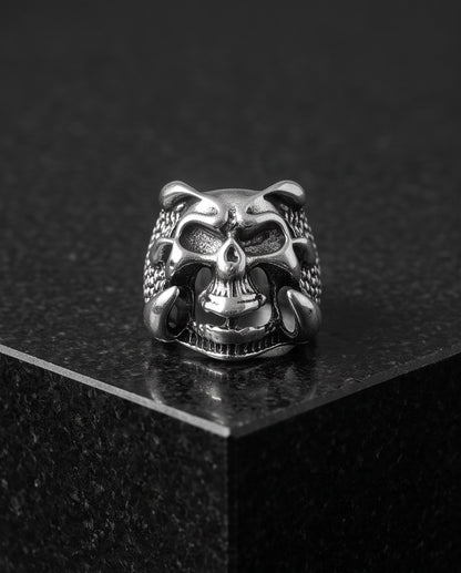Openwork Cloned Jaw Anatomical Skull Silver Ring