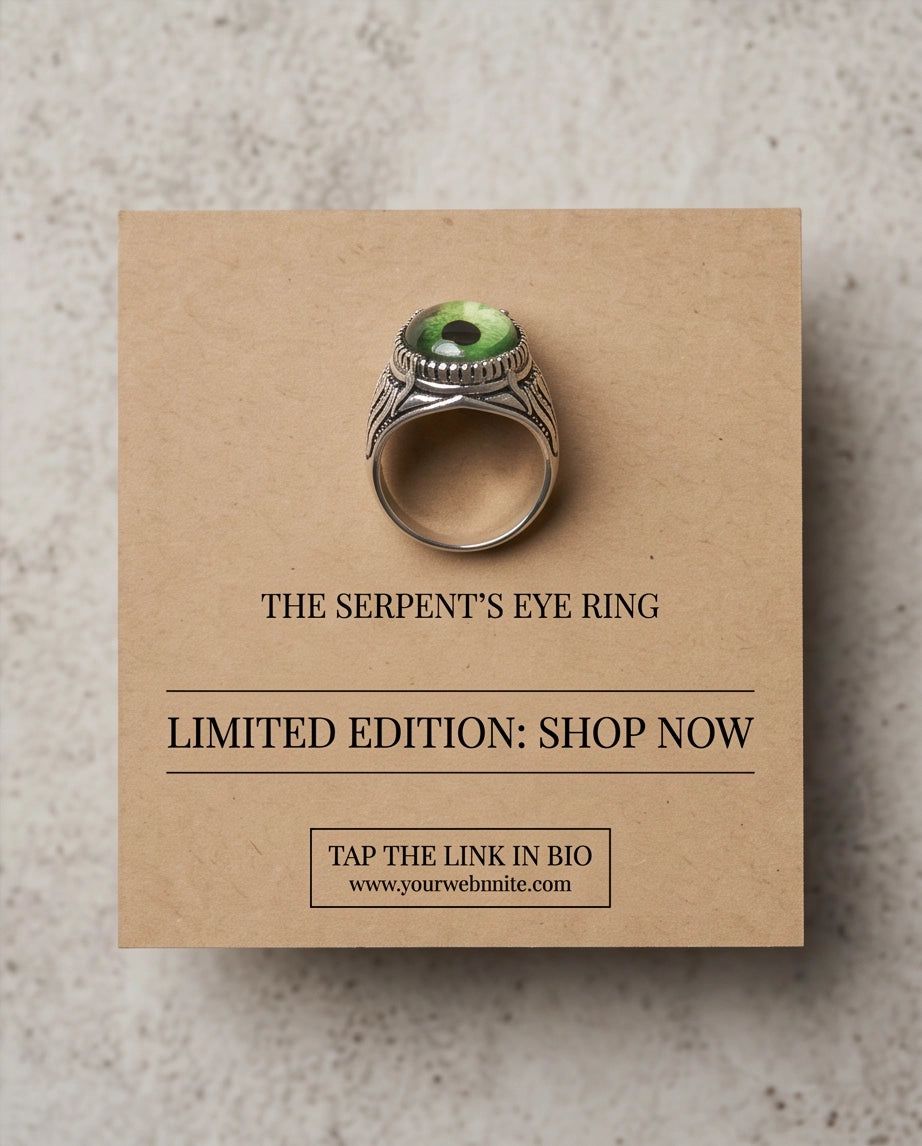 Emerald Dragon-Eye Cabochon Ornate Scrollwork Silver Ring