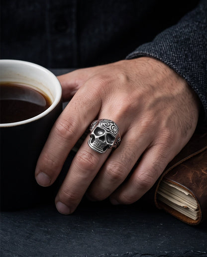 Filigree Crowned Skull Ring