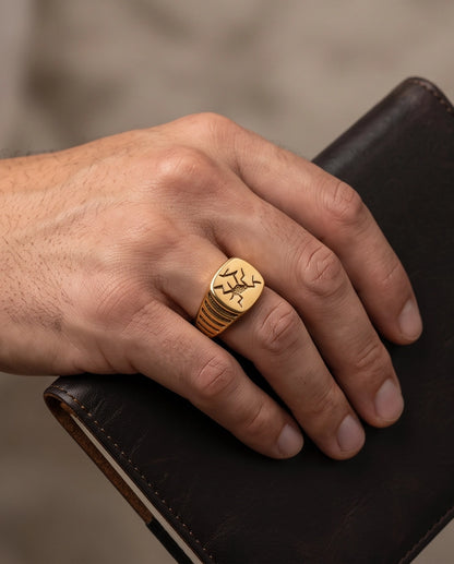 Fractured Mosaic Gold Signet Ring