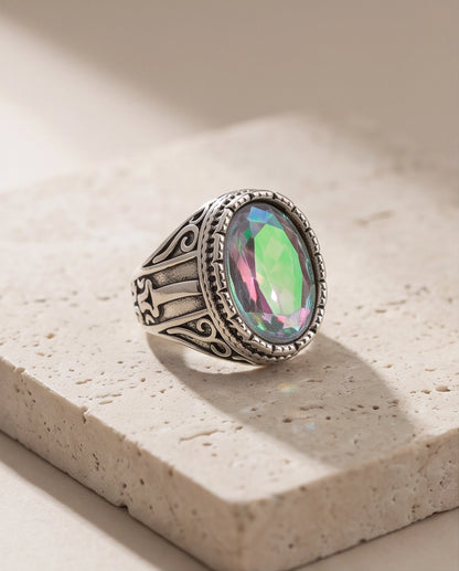 Iridescent Mystic Quartz Silver Ring