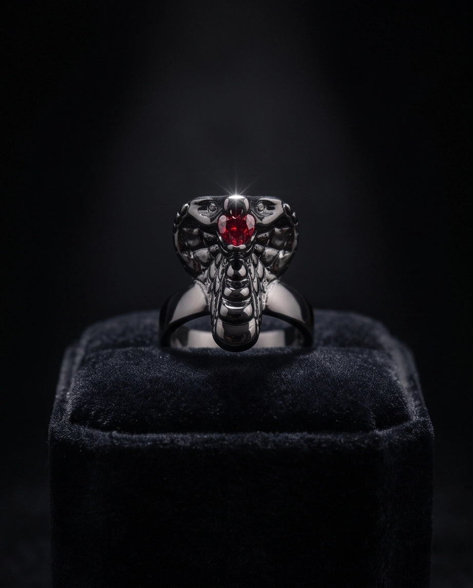 Ruby-Set Sculpted Cobra Ring