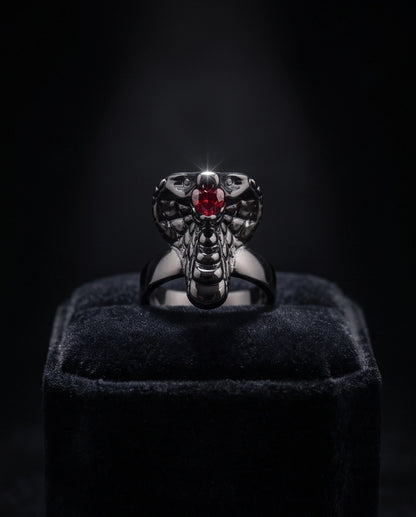 Ruby-Set Sculpted Cobra Ring