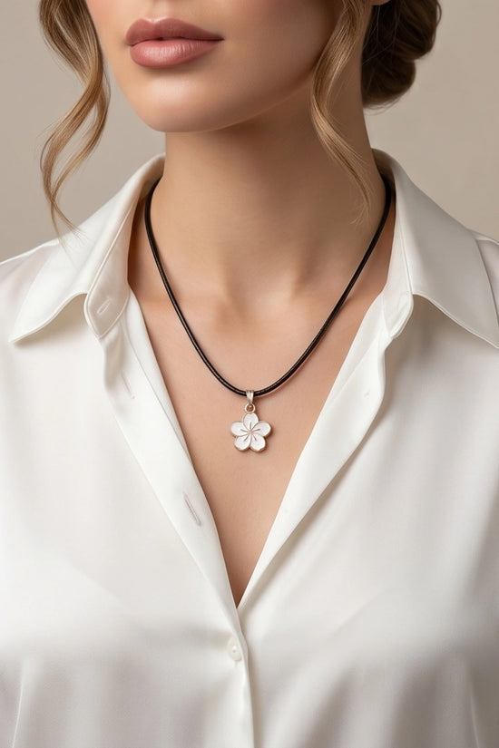 Gold and White Cherry Blossom Necklace