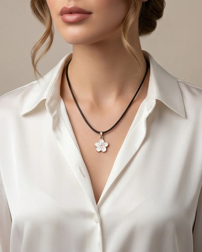 Gold and White Cherry Blossom Necklace