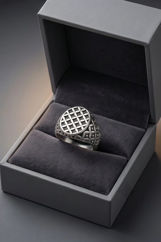 Vintage Sterling Silver Quadfoil Geometric Signet Ring