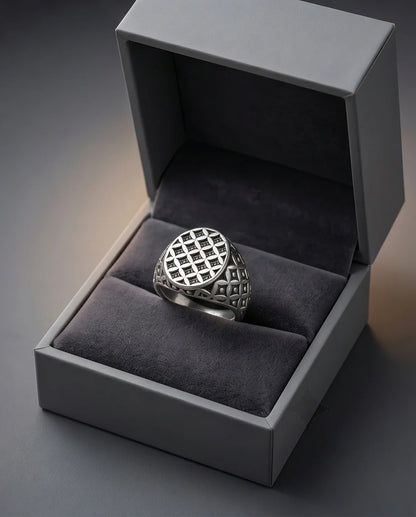 Vintage Sterling Silver Quadfoil Geometric Signet Ring