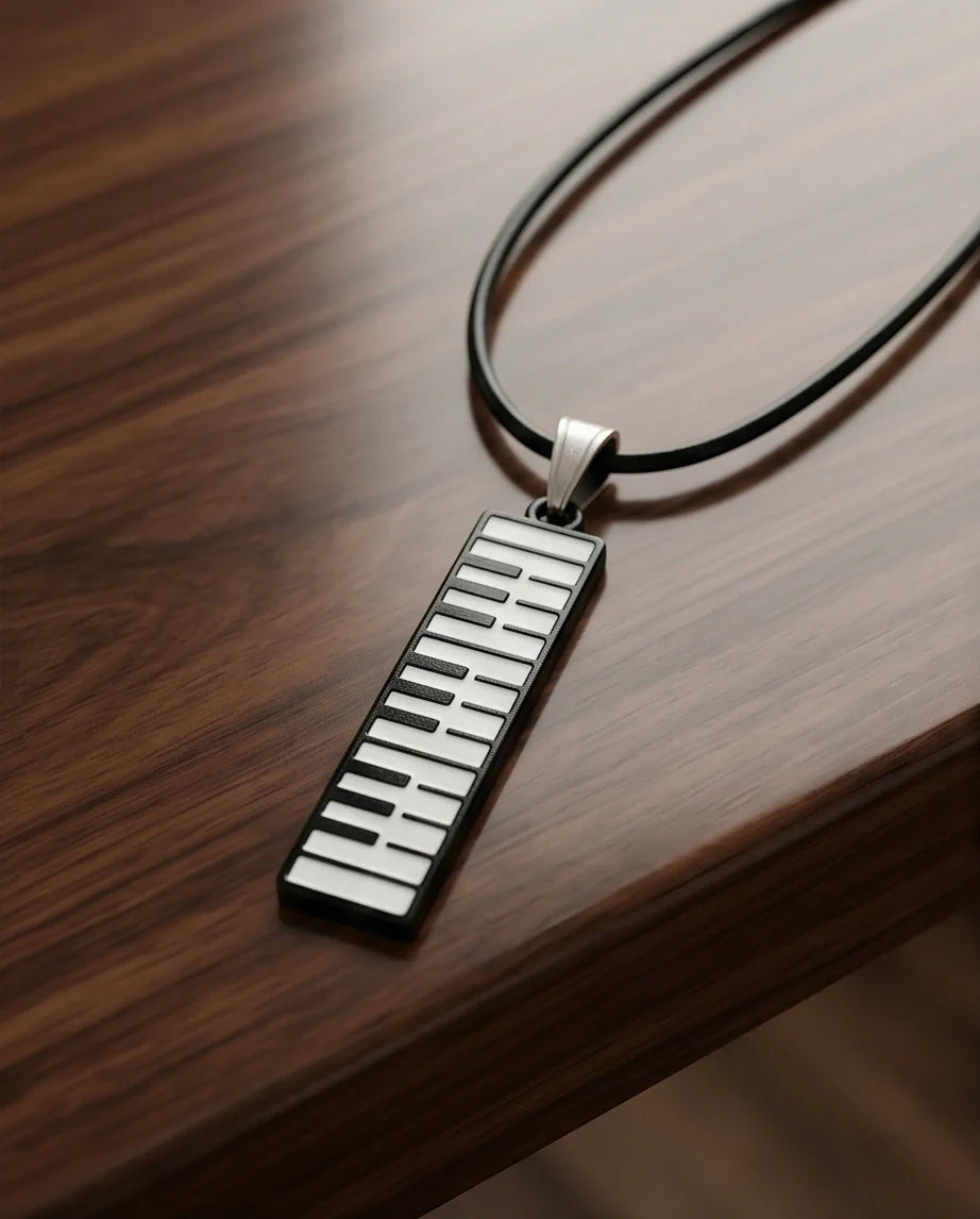 Black and White Piano Key Vertical Necklace