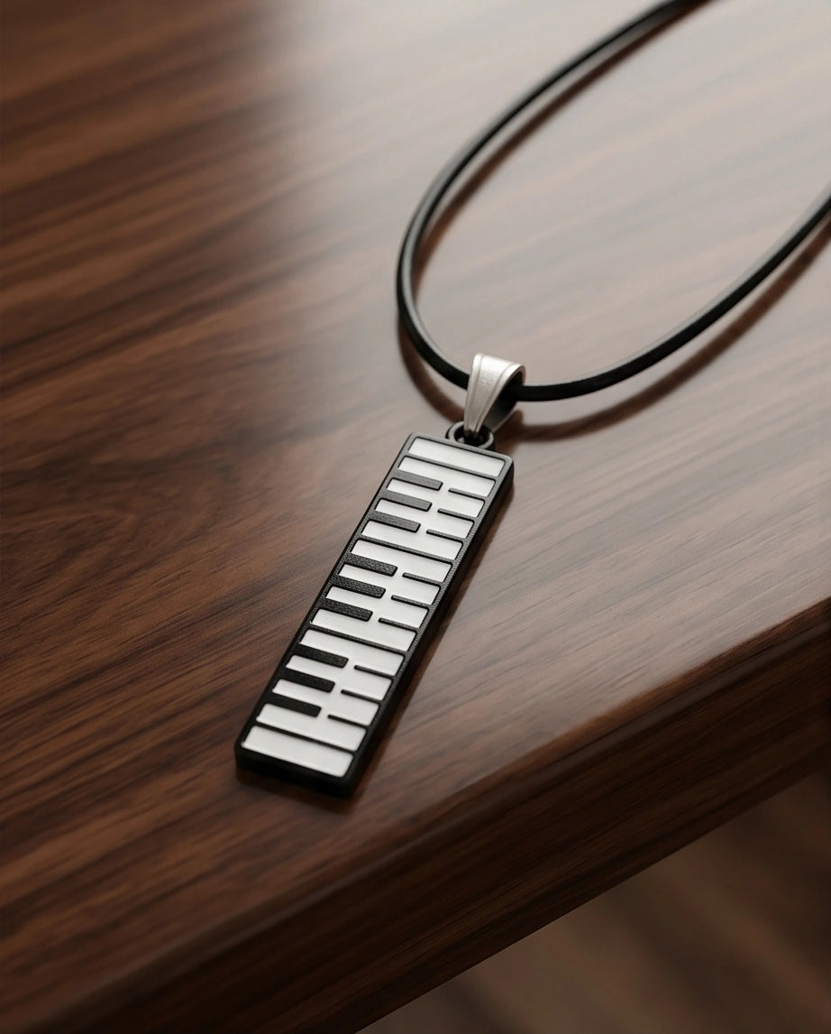 Black and White Piano Key Vertical Necklace