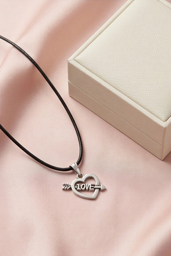 The Pierced Heart: Minimalist "LOVE" Arrow Pendant Necklace