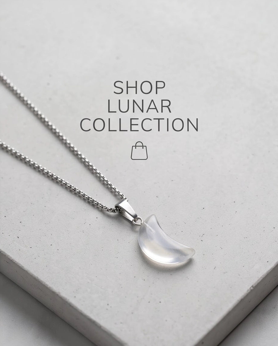 Silver Opalite Crescent Moon Pendant Necklace