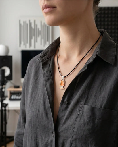 Silver Retro Orange Microphone Necklace