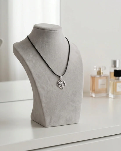 Silver Cutout Rose Pendant Necklace