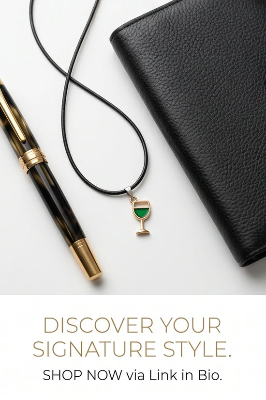 Gold and Green Wine Glass Necklace