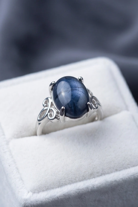 Midnight Azure Tiger's Eye Filigree Ring