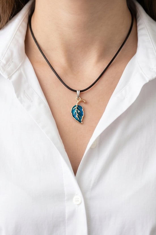 Cyan Leaf Botanical Pendant