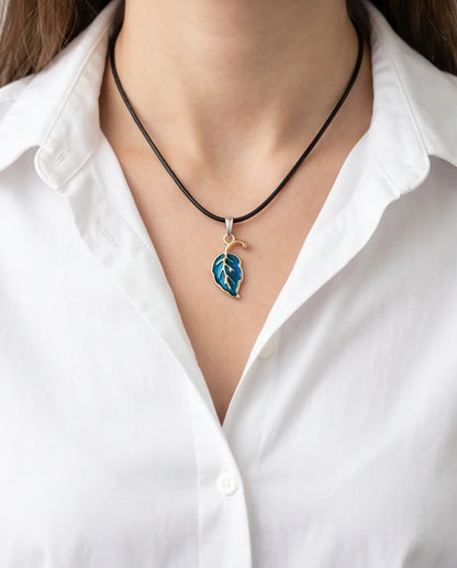 Cyan Leaf Botanical Pendant