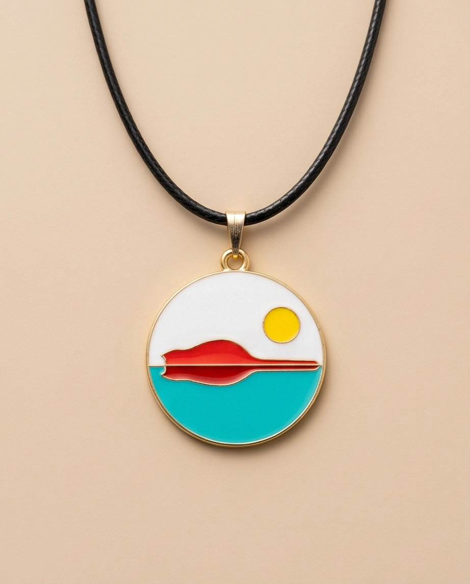 Minimalist Landscape Medallion Cord Necklace
