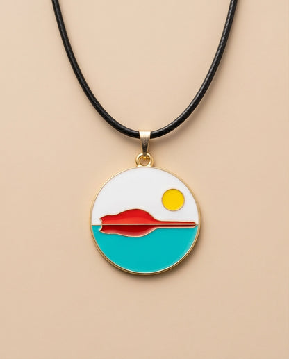 Minimalist Landscape Medallion Cord Necklace