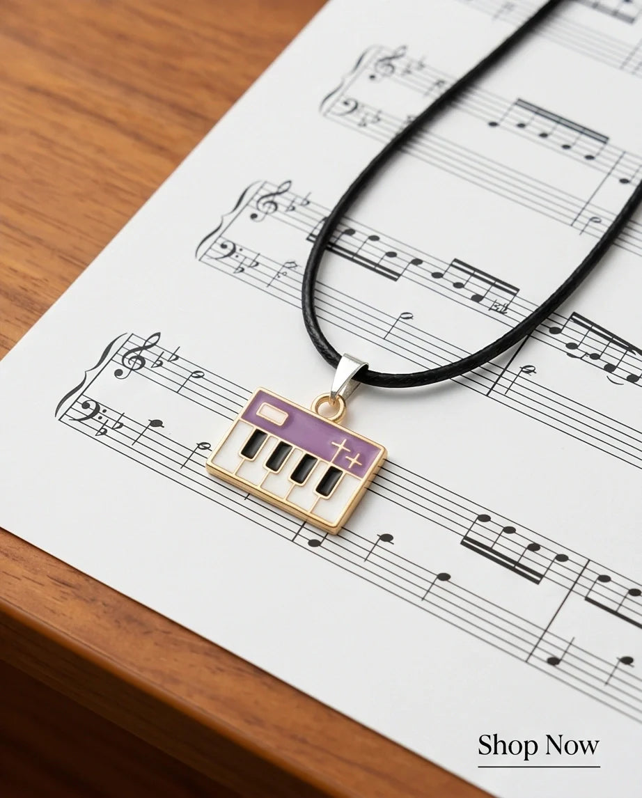 Gold and Purple Piano Synthesizer Necklace