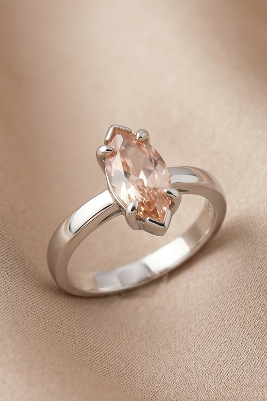 Sterling Silver Champagne Marquise Cut Solitaire Ring