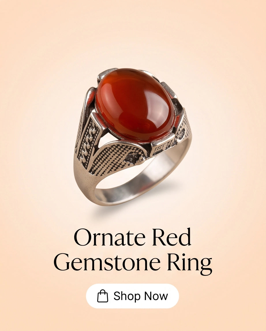 Ember Amber Stippled Signet Ring