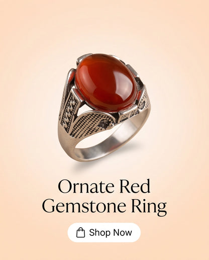 Ember Amber Stippled Signet Ring