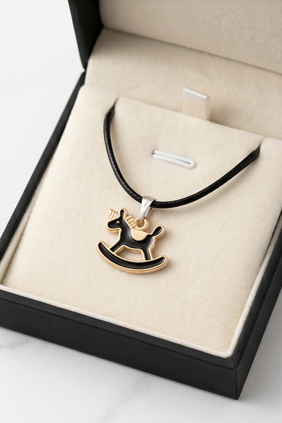 Gold and Black Rocking Horse Necklace