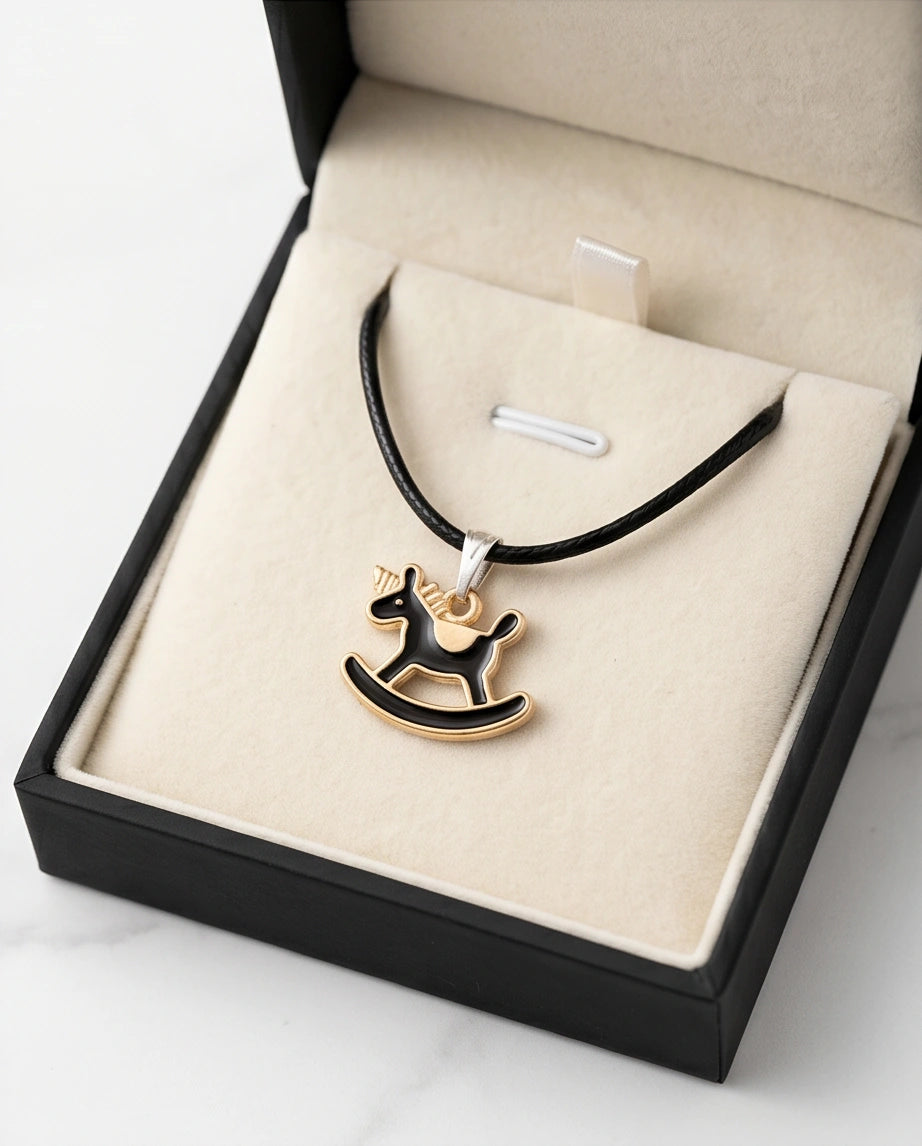 Gold and Black Rocking Horse Necklace